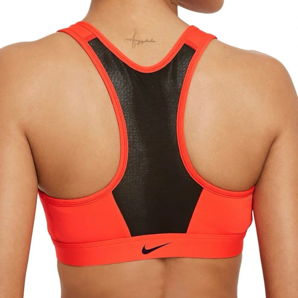 NIKE Chile Red Dri-Fit Swoosh Zip Front Sports Bra Medium Support Active Size XS